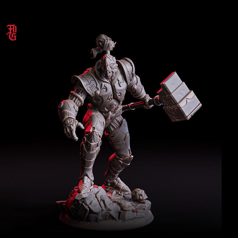 Warforged Paladin, Fighter, Battle Hammer Miniature | 28mm,32mm,54mm,75mm,100mm Scale   | Dungeons and Dragons D&D Pathfinder |Flesh of Gods - Only-Games