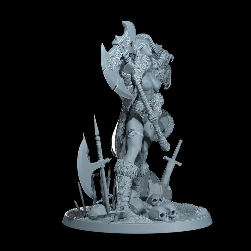 Female Human Barbarian, Fighter, Ranger, PC NPC Miniature | NSFW Topless & Nude versions | 28mm, 32mm,54mm, 75mm, 100mm Scales |DnD 5e - Only-Games