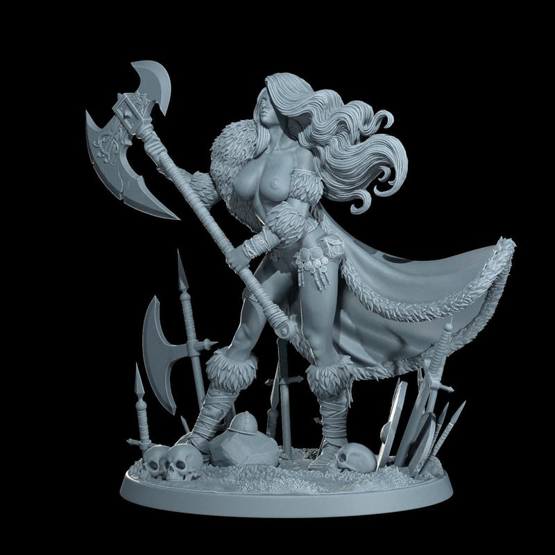 Female Human Barbarian, Fighter, Ranger, PC NPC Miniature | NSFW Topless & Nude versions | 28mm, 32mm,54mm, 75mm, 100mm Scales |DnD 5e - Only-Games
