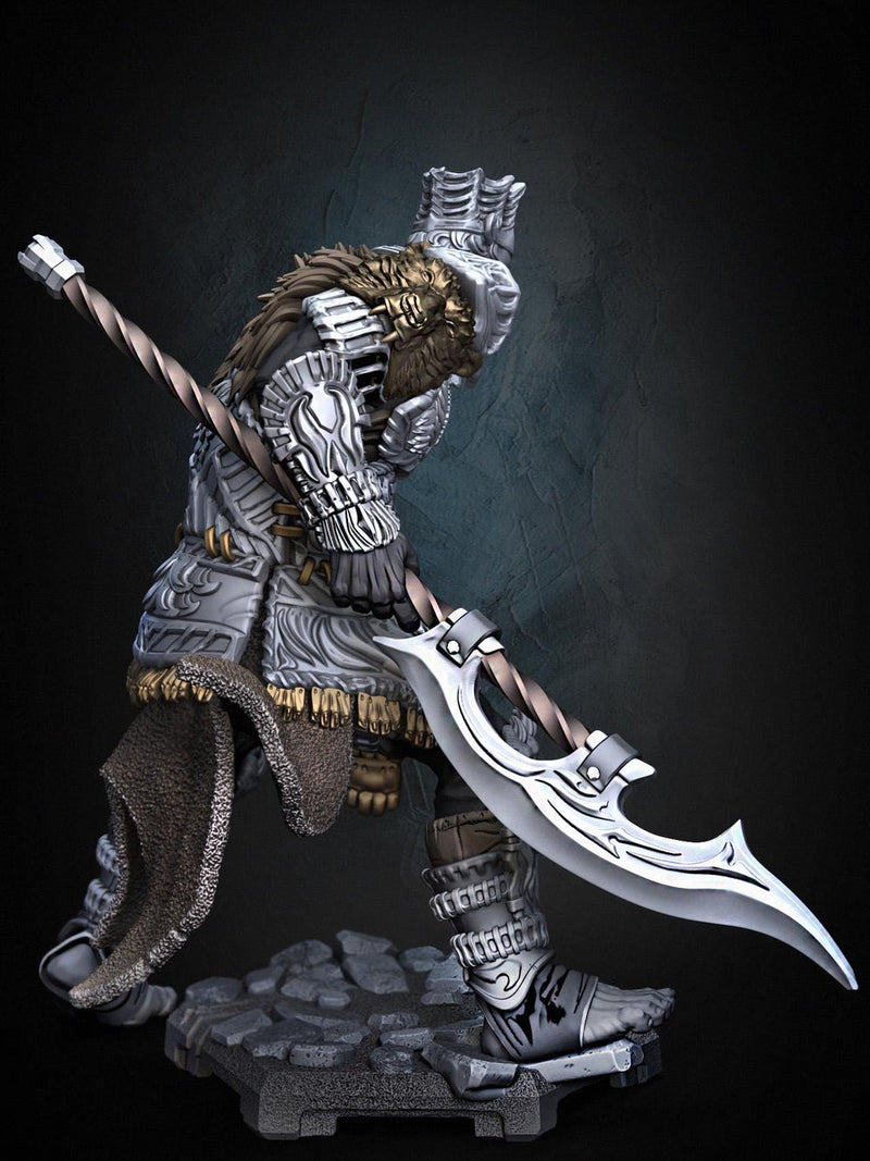 Fighter Polearm Master PC NPC |Unpainted Miniature| 28mm,32mm,54mm,75mm,100mm Scales | Pathfinder Figure | DnD | Figurine unpainted | - Only-Games