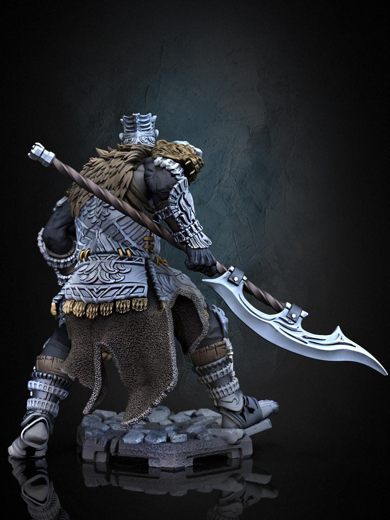 Fighter Polearm Master PC NPC |Unpainted Miniature| 28mm,32mm,54mm,75mm,100mm Scales | Pathfinder Figure | DnD | Figurine unpainted | - Only-Games