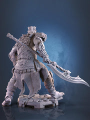 Fighter Polearm Master PC NPC |Unpainted Miniature| 28mm,32mm,54mm,75mm,100mm Scales | Pathfinder Figure | DnD | Figurine unpainted | - Only-Games