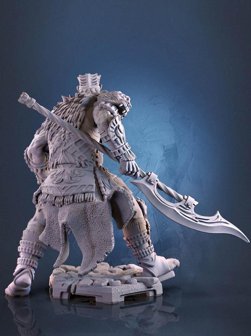 Fighter Polearm Master PC NPC |Unpainted Miniature| 28mm,32mm,54mm,75mm,100mm Scales | Pathfinder Figure | DnD | Figurine unpainted | - Only-Games