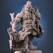 Dwarf Barbarian Fighter Demon Hunter |Unpainted Miniature| 28mm,32mm,54mm,75mm,100mm Scales | Pathfinder Figure | DnD | Figurine unpainted | - Only-Games