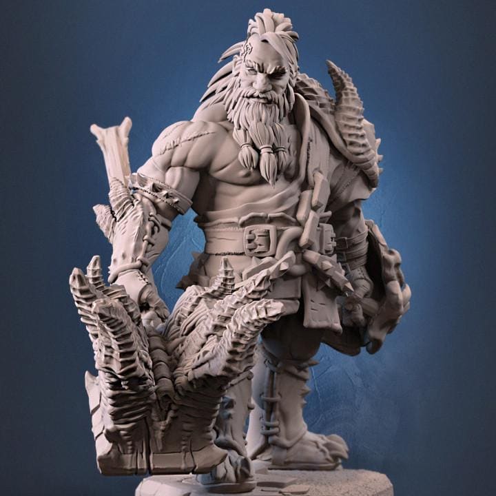 Dwarf Barbarian Fighter Demon Hunter |Unpainted Miniature| 28mm,32mm,54mm,75mm,100mm Scales | Pathfinder Figure | DnD | Figurine unpainted | - Only-Games