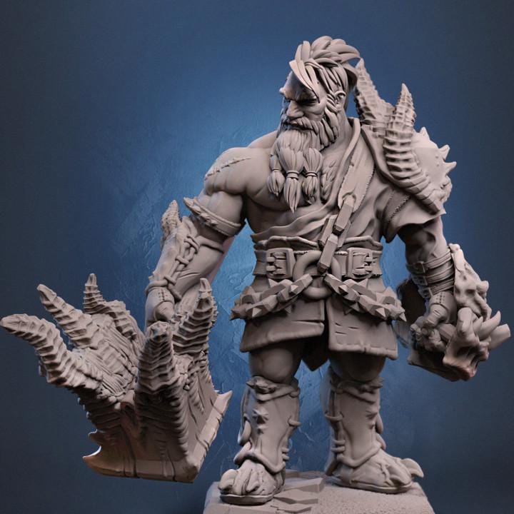 Dwarf Barbarian Fighter Demon Hunter |Unpainted Miniature| 28mm,32mm,54mm,75mm,100mm Scales | Pathfinder Figure | DnD | Figurine unpainted | - Only-Games