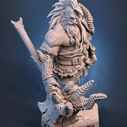 Dwarf Barbarian Fighter Demon Hunter |Unpainted Miniature| 28mm,32mm,54mm,75mm,100mm Scales | Pathfinder Figure | DnD | Figurine unpainted | - Only-Games