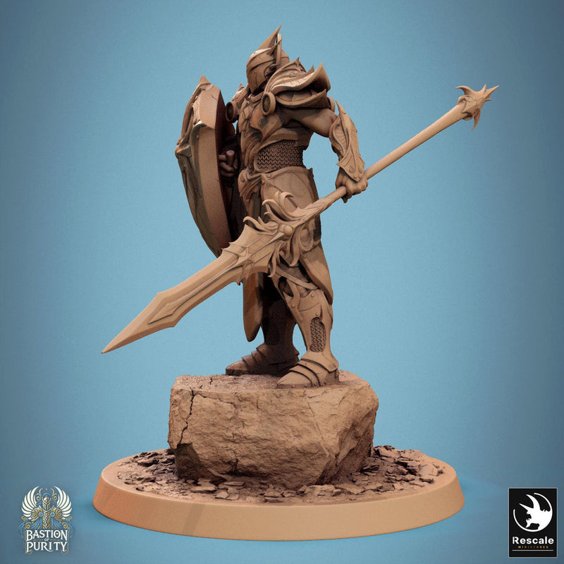 Human Paladin, Fighter Helm or No Helm, Sword n Spear PC / NPC, DnD 5e Unpainted Mini| 28mm, 32mm,54mm,75mm,100mm Scales |Dungeons & Dragons - Only-Games