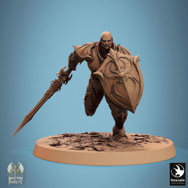 Human Paladin, Fighter Helm/ No Helm, Sword n Shield PC / NPC, DnD 5e Unpainted Mini| 28mm, 32mm,54mm,75mm,100mm Scales |Dungeons & Dragons - Only-Games