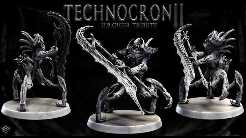 Sci-Fi Miniature Robot Enfield Dragoon, H.R Giger Style | Base Diameter Sizes: 50mm, 65mm,80mm | Resin Mini | Mini Monster Mayhem - Only-Games