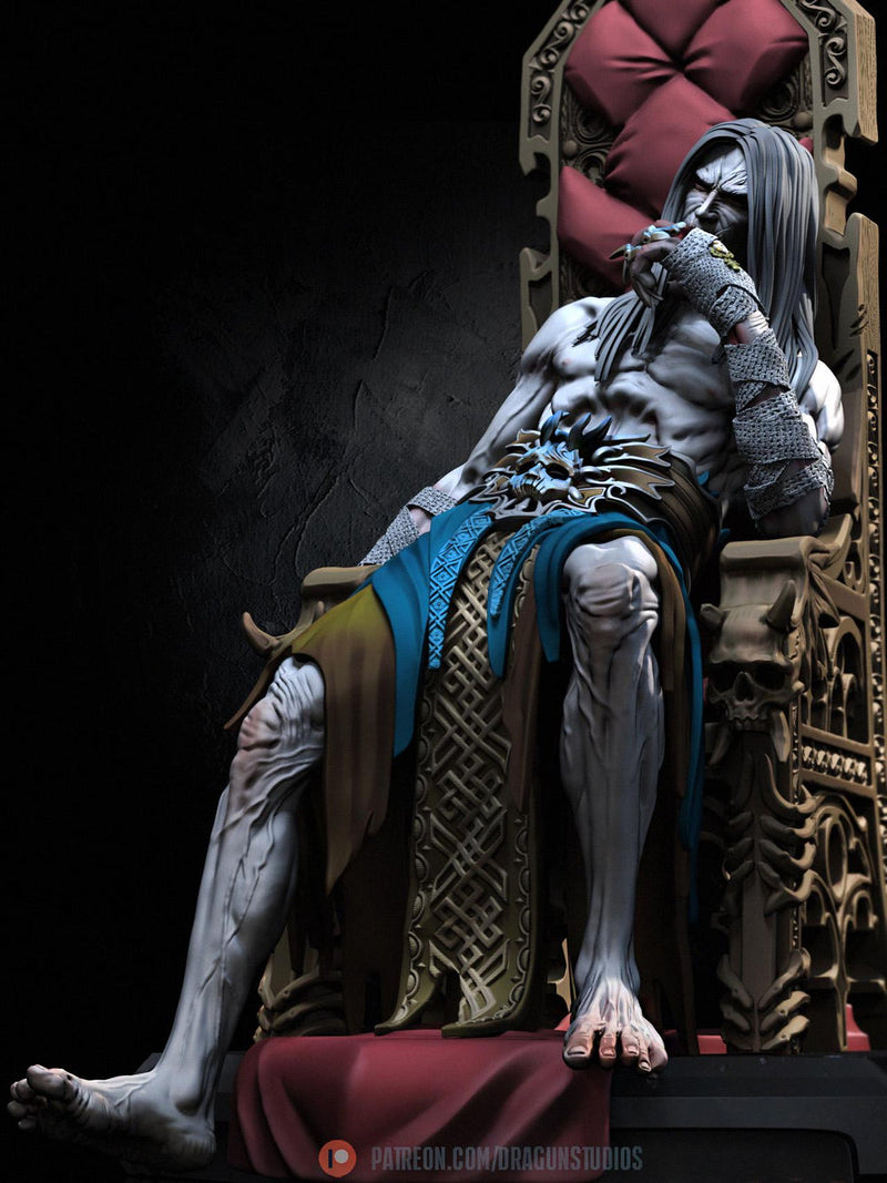 Vampire Lord Strahd on throne D&D 5e Unpainted Miniature| 28mm,32mm,54mm,75mm,100mm Scales | Pathfinder Figure | RPG | Figurine unpainted | - Only-Games