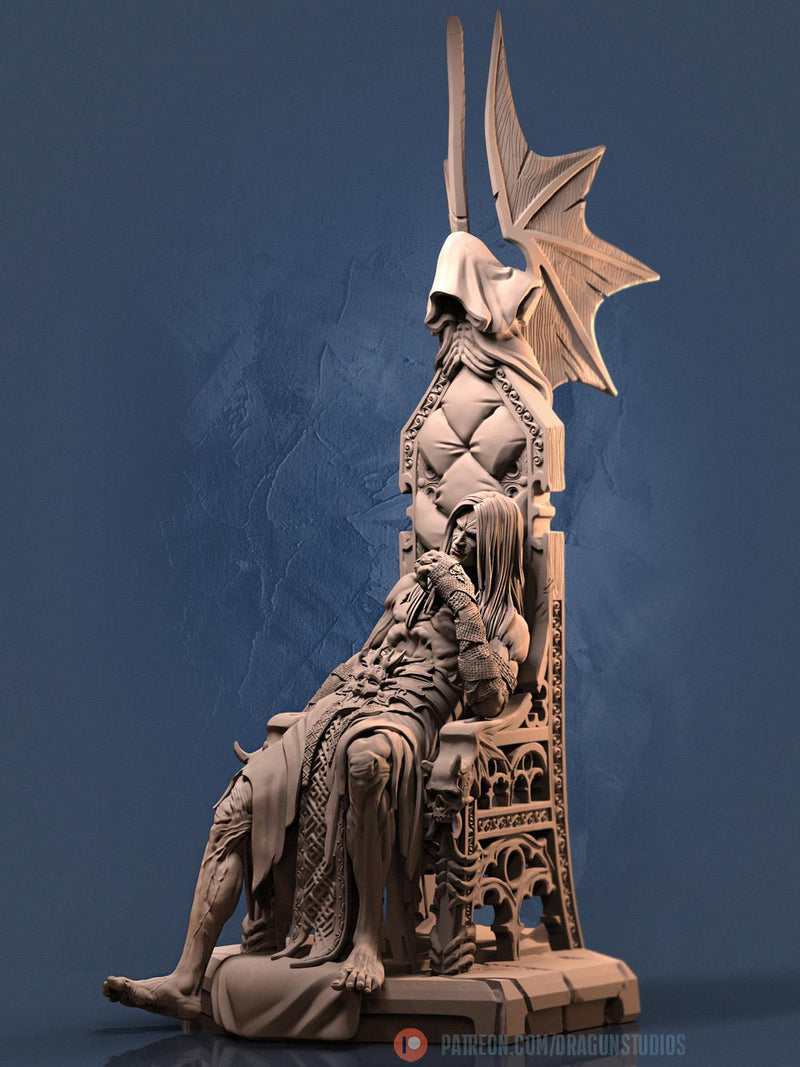 Vampire Lord Strahd on throne D&D 5e Unpainted Miniature| 28mm,32mm,54mm,75mm,100mm Scales | Pathfinder Figure | RPG | Figurine unpainted | - Only-Games