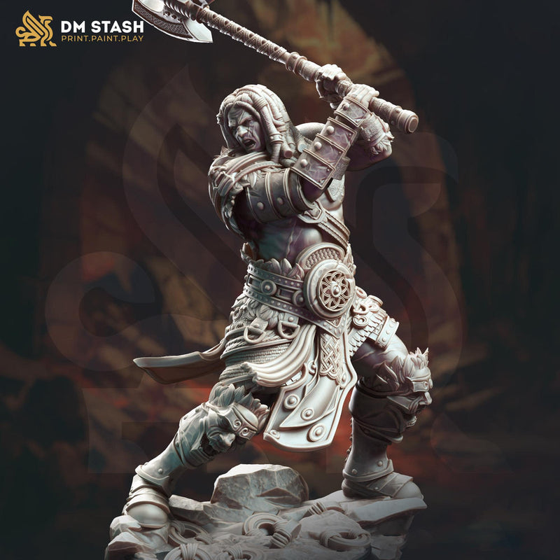 Goliath Human Barbarian Fighter Miniature | 28mm,32mm,54mm,75mm,100mm Scales | Dungeons and Dragons Pathfinder | DM Stash - Only-Games