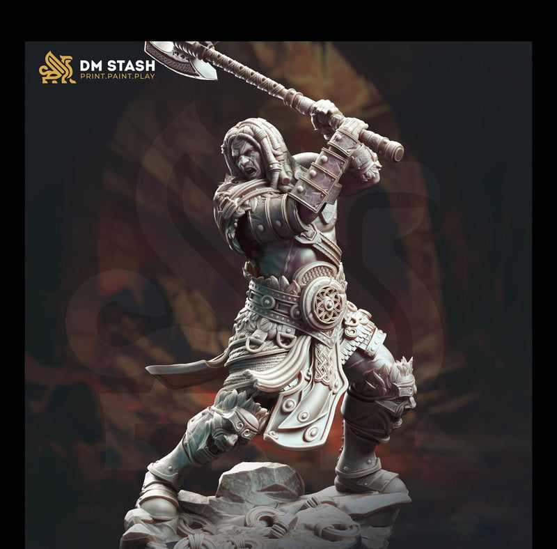 Goliath Human Barbarian Fighter Miniature | 28mm,32mm,54mm,75mm,100mm Scales | Dungeons and Dragons Pathfinder | DM Stash - Only-Games