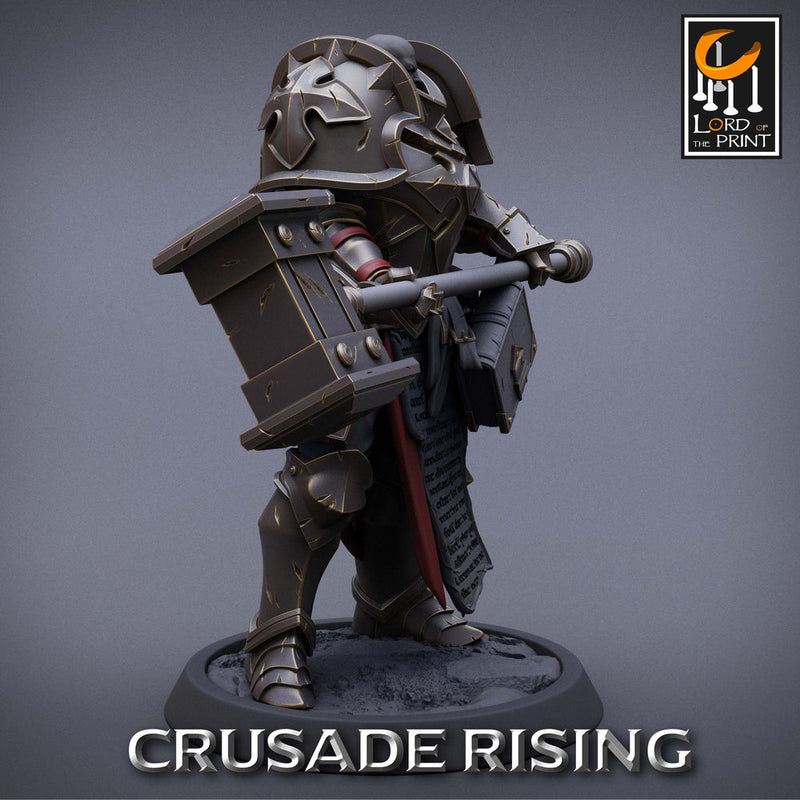 Paladin Knight Hammer Templar Unpainted Miniature | 28mm, 32mm,54mm,75mm, 100mm Scales | Dungeons and Dragons |Pathfinder |Lord of The Print - Only-Games