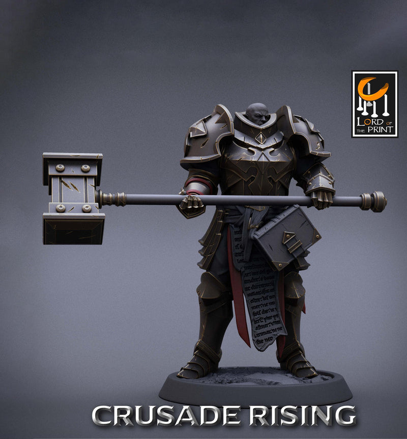 Paladin Knight Hammer Templar Unpainted Miniature | 28mm, 32mm,54mm,75mm, 100mm Scales | Dungeons and Dragons |Pathfinder |Lord of The Print - Only-Games
