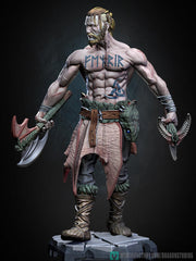 Human Barbarian Fighter Ranger Berserker PC NPC |Unpainted Miniature| 28mm,32mm,54mm,75mm,100mm Scales | Pathfinder Figure DnD | Figurine - Only-Games