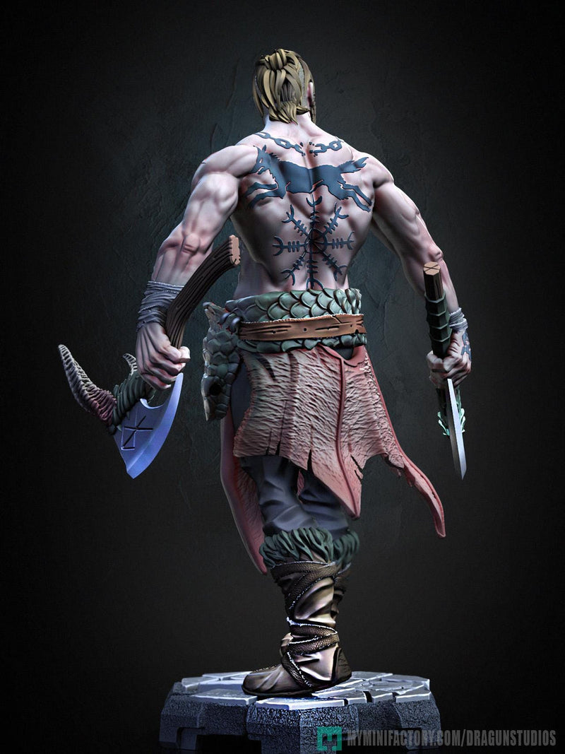 Human Barbarian Fighter Ranger Berserker PC NPC |Unpainted Miniature| 28mm,32mm,54mm,75mm,100mm Scales | Pathfinder Figure DnD | Figurine - Only-Games