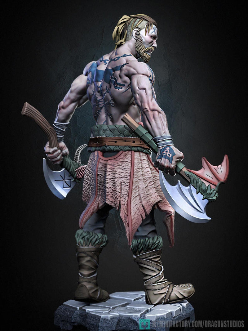 Human Barbarian Fighter Ranger Berserker PC NPC |Unpainted Miniature| 28mm,32mm,54mm,75mm,100mm Scales | Pathfinder Figure DnD | Figurine - Only-Games