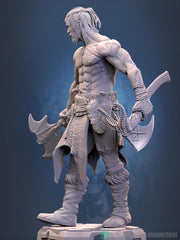 Human Barbarian Fighter Ranger Berserker PC NPC |Unpainted Miniature| 28mm,32mm,54mm,75mm,100mm Scales | Pathfinder Figure DnD | Figurine - Only-Games