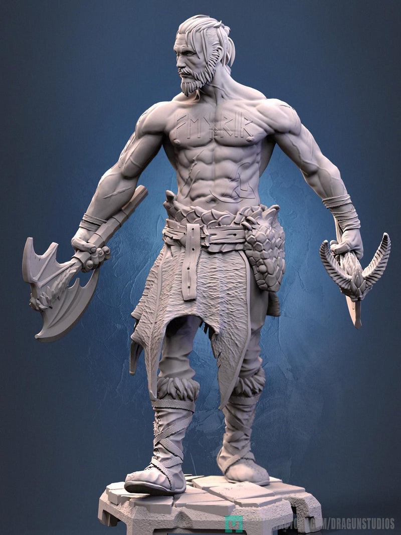 Human Barbarian Fighter Ranger Berserker PC NPC |Unpainted Miniature| 28mm,32mm,54mm,75mm,100mm Scales | Pathfinder Figure DnD | Figurine - Only-Games