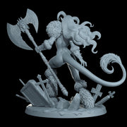 Female Tiefling Barbarian, Fighter, Ranger, PC NPC Miniature | NSFW Topless & Nude versions | 28mm, 32mm,54mm, 75mm, 100mm Scales |DnD 5e - Only-Games