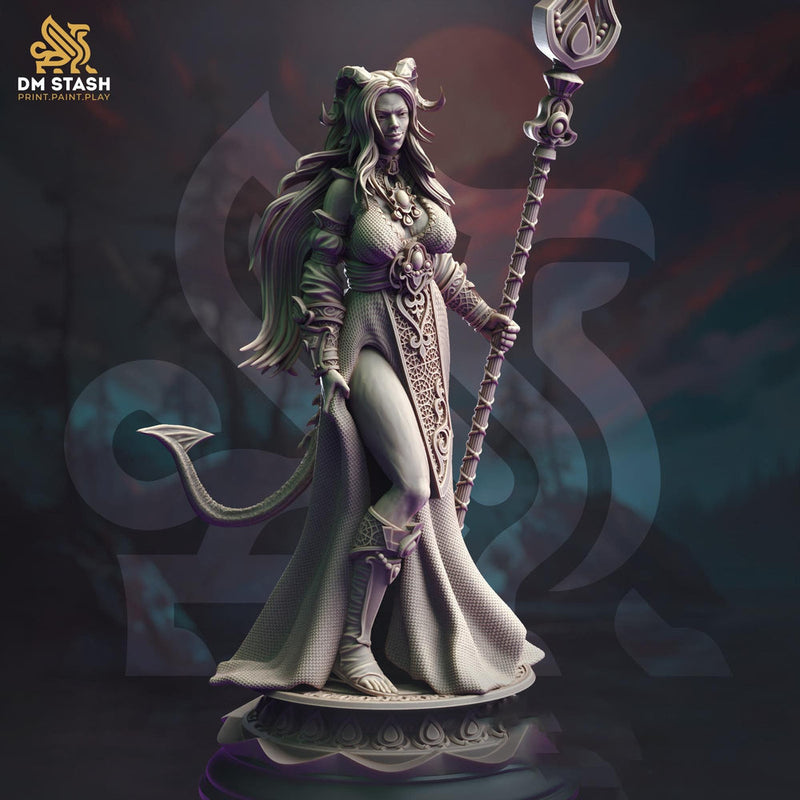 Tiefling Female Cleric, Sorcerer, Wizard PC NPC Miniature | 5 Sizes /Scales | Dungeons and Dragons - Only-Games
