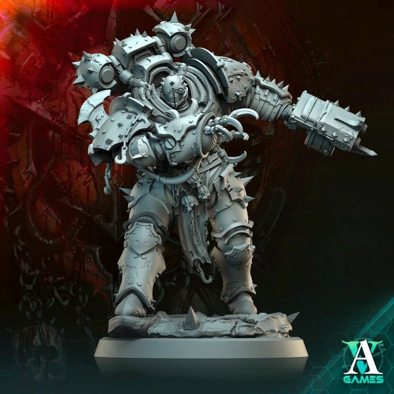 Sci-Fi Miniature Chaos Space Knight, Hellscape Praetorian | 28mm,32mm, 54mm, 75mm,100mm Scales | Resin Mini | Archvillain Games - Only-Games