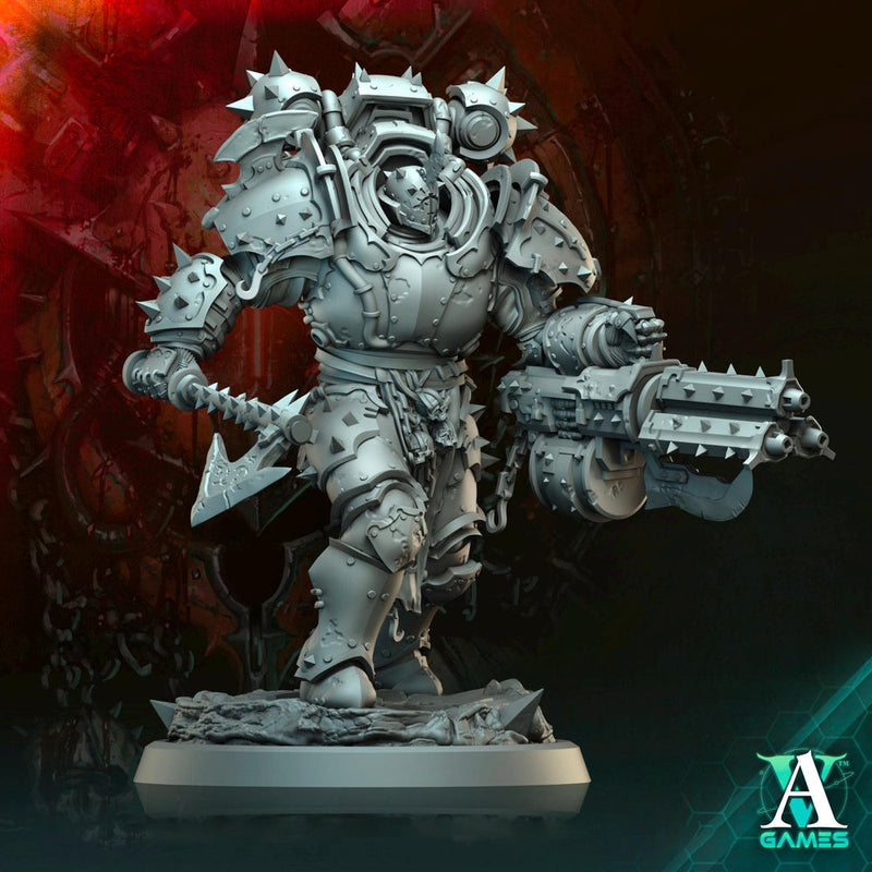 Sci-Fi Miniature Chaos Space Knight, Hellscape Praetorian | 28mm,32mm, 54mm, 75mm,100mm Scales | Resin Mini | Archvillain Games - Only-Games