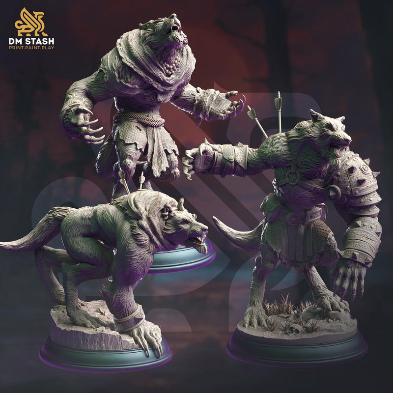 Werewolf Fighter (3 different Poses) | 28mm,32mm,54mm,75mm,100mm Scales | Resin Miniature Dungeons & Dragons | mini for painting |Pathfinder - Only-Games
