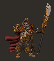 TigerFolk Fighter Polearm Battle Master, Paladin, Leonin, Tabaxi  | 28mm,32mm,54mm,75mm,100mm Scales| Dungeons and Dragons D&D 5e Pathfinder - Only-Games