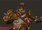 TigerFolk Fighter Polearm Battle Master, Paladin, Leonin, Tabaxi  | 28mm,32mm,54mm,75mm,100mm Scales| Dungeons and Dragons D&D 5e Pathfinder - Only-Games