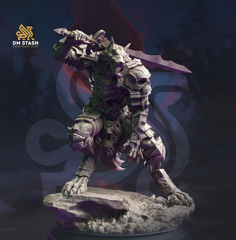 Werewolf Fighter, Wolf Folk, Wolfkind in Armor | 28mm,32mm,54mm,75mm,100mm Scales, | Dungeons and Dragons D&D 5e | Pathfinder| DM Stash - Only-Games