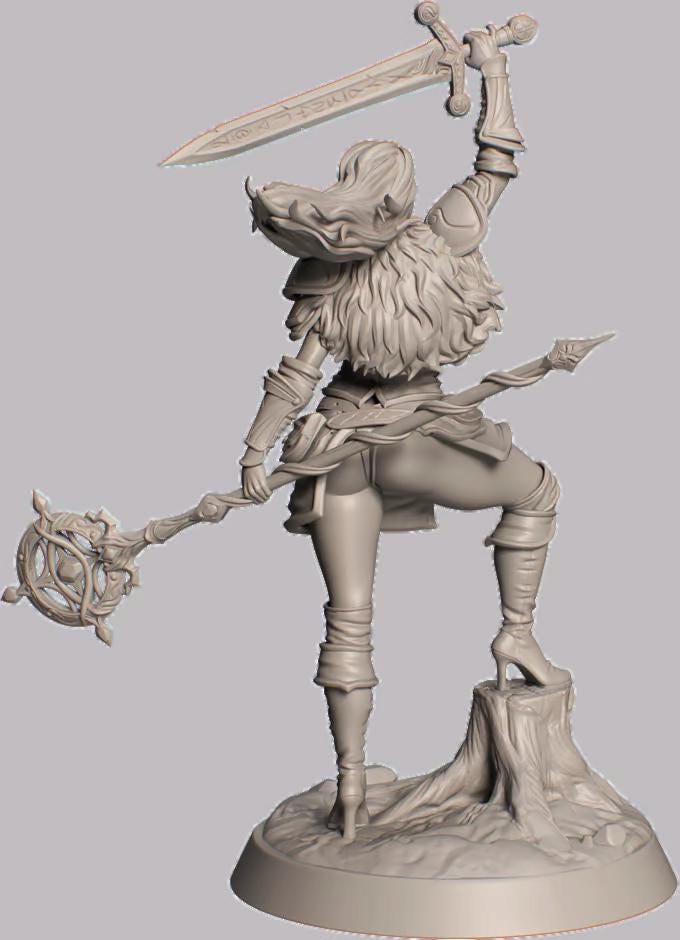 Female Human Sorlock, Sorcerer, Wizard, Hexblade Warlock Pinup PC NPC Unpainted Resin | 28mm, 32mm,54mm,75mm,100mm Scale |Dungeons & Dragons - Only-Games
