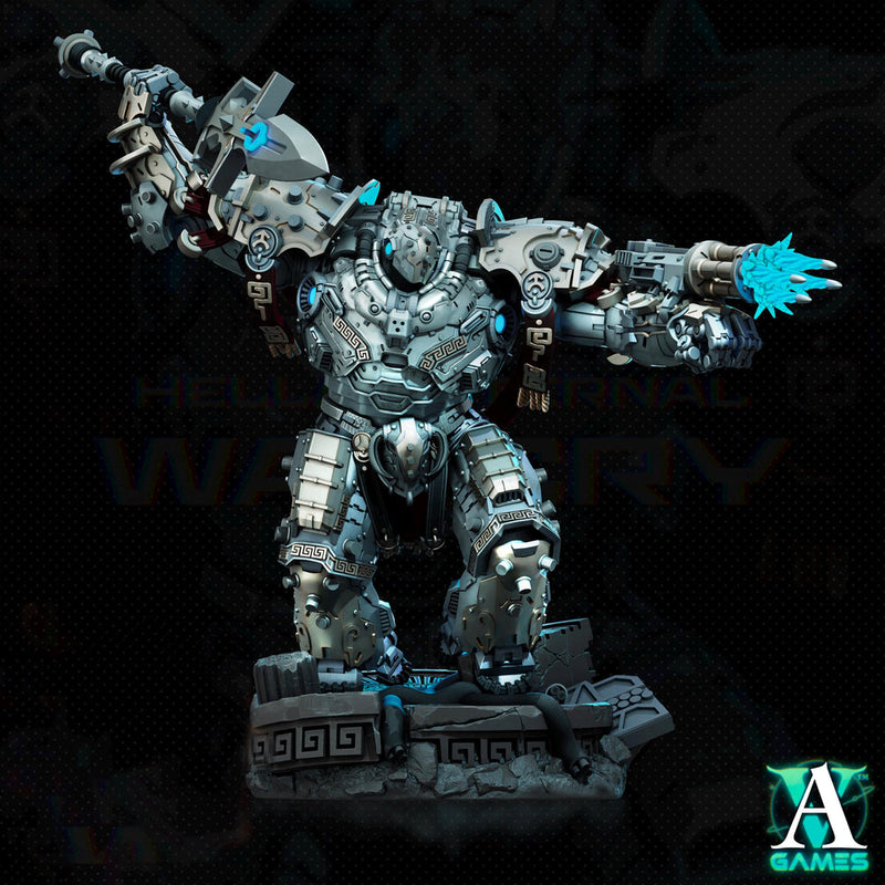 Sci-Fi Heavy Terminator Battle Mech Knight Miniature | 32mm, 40mm, 50mm, 65mm 80mm BASE SIZES | Resin Unpainted | Sci-fi Archvillain Games - Only-Games