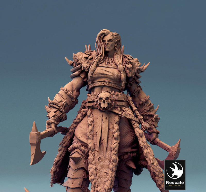 Orc Queen Female Fighter Barbarian , Half-Orc PC / NPC | Scales: 28mm,32mm ,54mm,75mm,100mm  Megaboss | Dungeons & Dragons 5e | Pathfinder - Only-Games