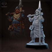 Human Male Fighter, Guard, Ranger with Polearm PC / NPC  | 28mm, 32mm,54mm,75mm,100mm Resin Miniature |Dungeons and Dragons |Mammoth Factory - Only-Games