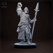 Human Male Fighter, Guard, Ranger with Polearm PC / NPC  | 28mm, 32mm,54mm,75mm,100mm Resin Miniature |Dungeons and Dragons |Mammoth Factory - Only-Games