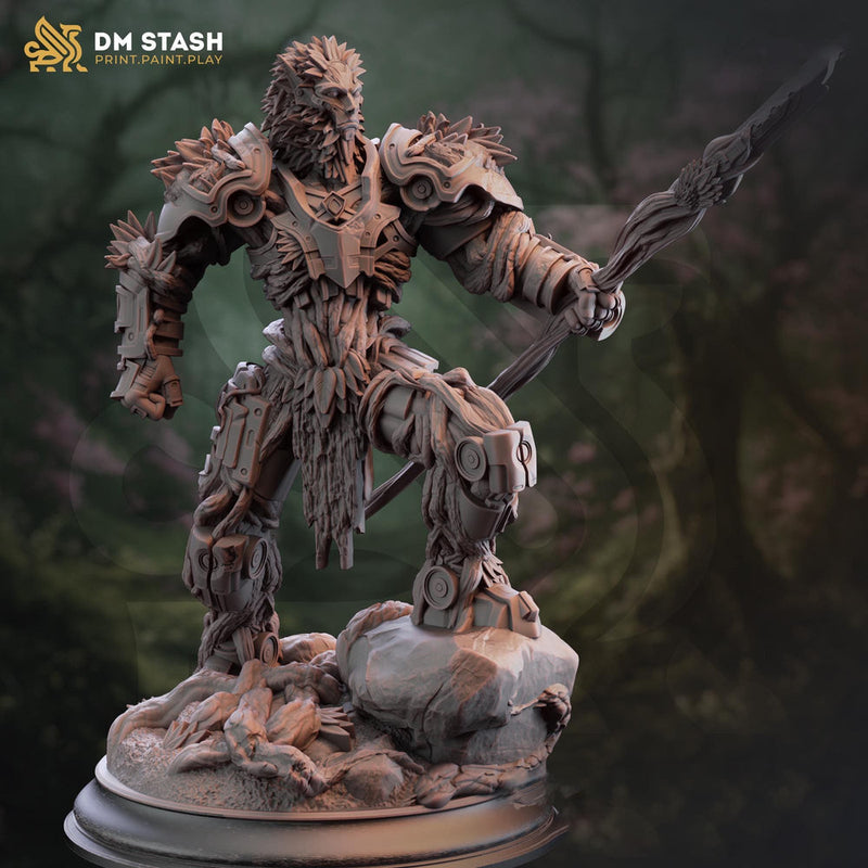 Warforged Druid PC / NPC  | D&D Unpainted Miniature | 28mm,32mm,54mm,75mm,100mm Scales | Pathfinder Figure | Figurine | DM Stash - Only-Games