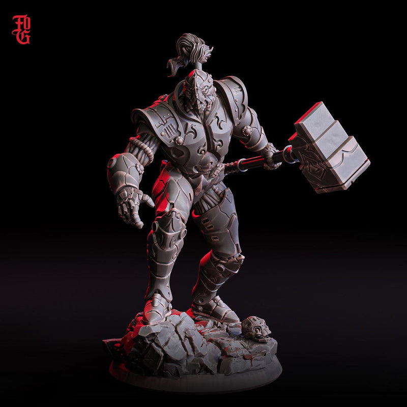 Warforged Paladin, Fighter, Battle Hammer Miniature | 28mm,32mm,54mm,75mm,100mm Scale   | Dungeons and Dragons D&D Pathfinder |Flesh of Gods - Only-Games