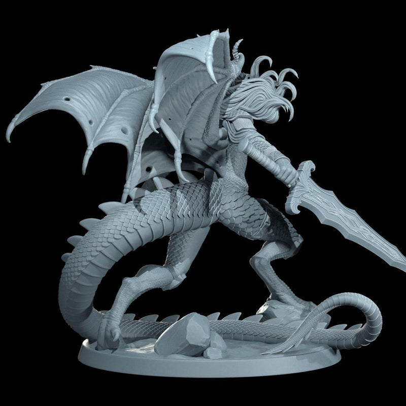 Female Dragonborn Fighter, Barbarian, Ranger, PC NPC Miniature | NSFW Topless & Nude versions | 28mm, 32mm,54mm, 75mm, 100mm Scales |DnD 5e - Only-Games
