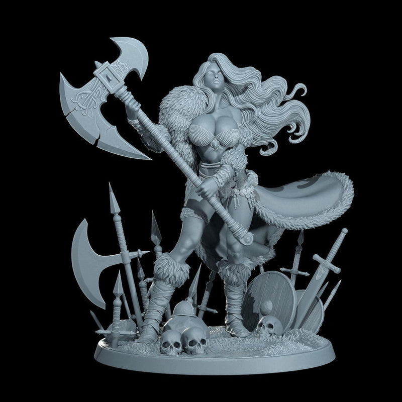 Female Human Barbarian, Fighter, Ranger, PC NPC Miniature | NSFW Topless & Nude versions | 28mm, 32mm,54mm, 75mm, 100mm Scales |DnD 5e - Only-Games