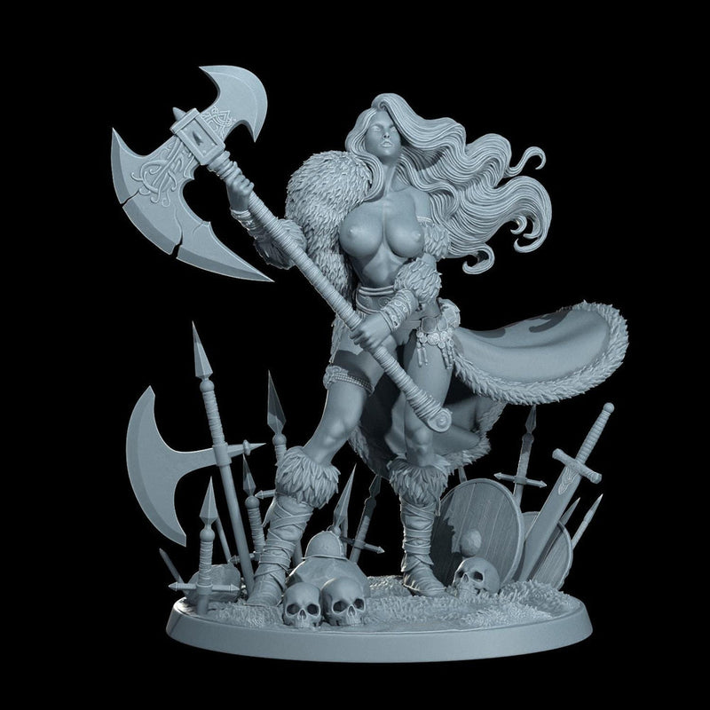 Female Human Barbarian, Fighter, Ranger, PC NPC Miniature | NSFW Topless & Nude versions | 28mm, 32mm,54mm, 75mm, 100mm Scales |DnD 5e - Only-Games