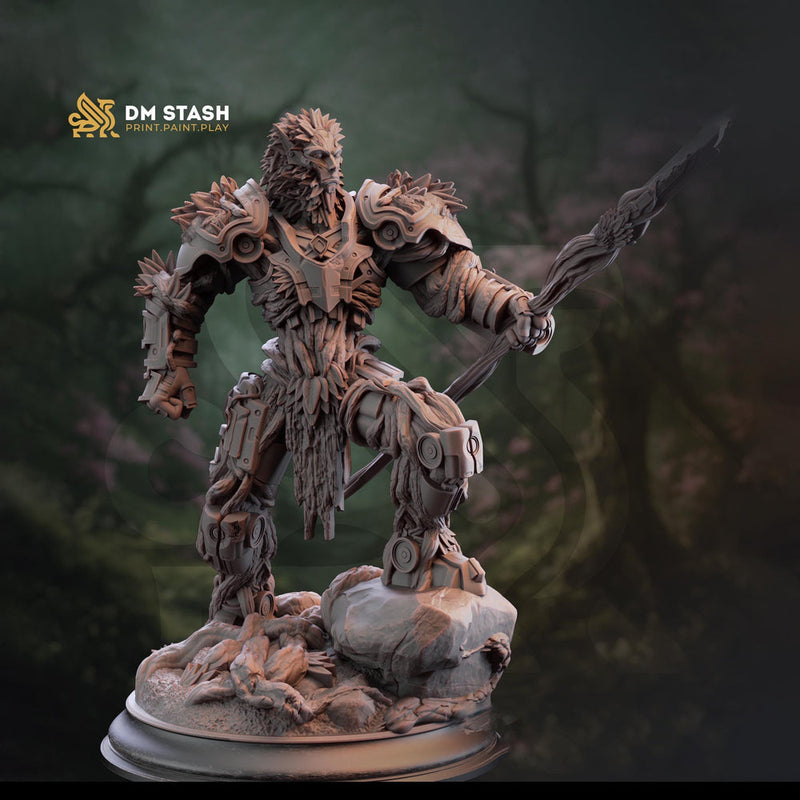 Warforged Druid PC / NPC  | D&D Unpainted Miniature | 28mm,32mm,54mm,75mm,100mm Scales | Pathfinder Figure | Figurine | DM Stash - Only-Games