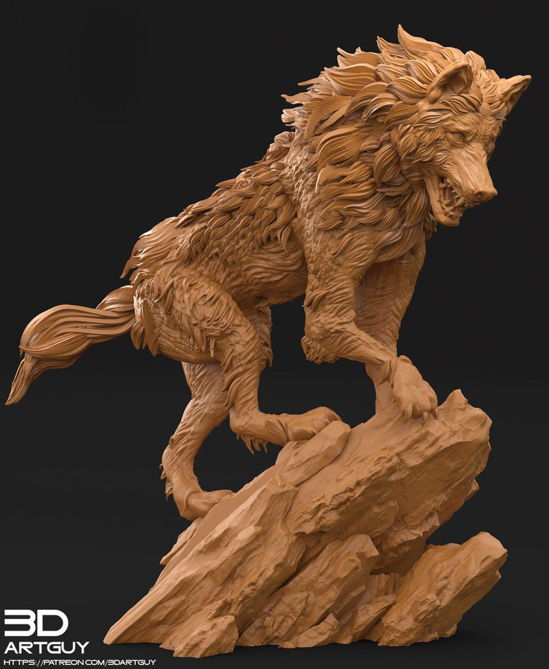 DireWolf  (5 sizes ) Unpainted | 28mm,32mm,54mm,75mm,100mm Scale | Resin Dungeons and Dragons D&D 5e  | Pathfinder | - Only-Games