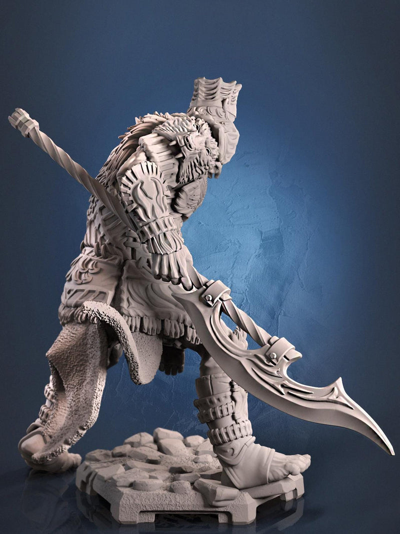 Fighter Polearm Master PC NPC |Unpainted Miniature| 28mm,32mm,54mm,75mm,100mm Scales | Pathfinder Figure | DnD | Figurine unpainted | - Only-Games
