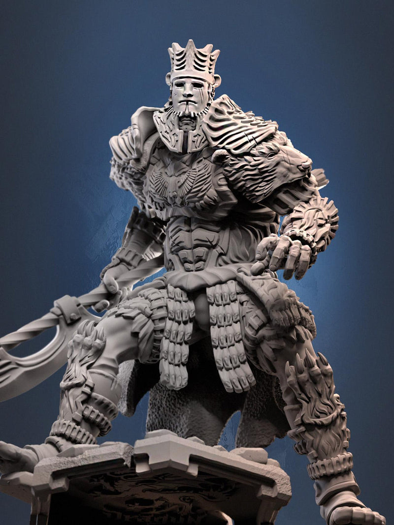 Fighter Polearm Master PC NPC |Unpainted Miniature| 28mm,32mm,54mm,75mm,100mm Scales | Pathfinder Figure | DnD | Figurine unpainted | - Only-Games