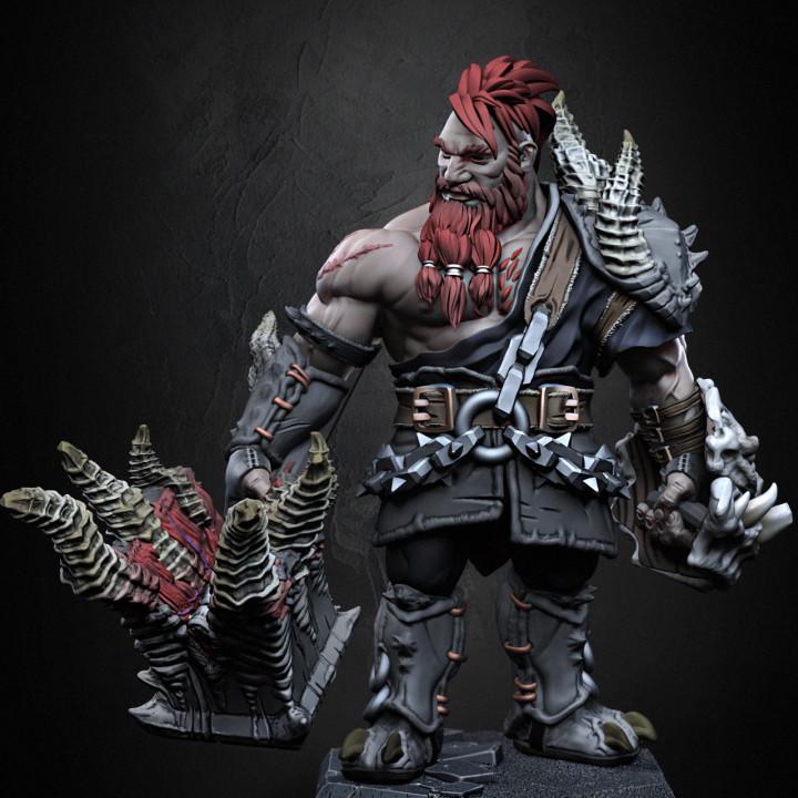 Dwarf Barbarian Fighter Demon Hunter |Unpainted Miniature| 28mm,32mm,54mm,75mm,100mm Scales | Pathfinder Figure | DnD | Figurine unpainted | - Only-Games
