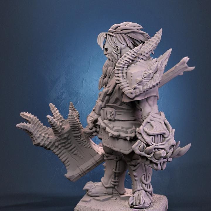 Dwarf Barbarian Fighter Demon Hunter |Unpainted Miniature| 28mm,32mm,54mm,75mm,100mm Scales | Pathfinder Figure | DnD | Figurine unpainted | - Only-Games