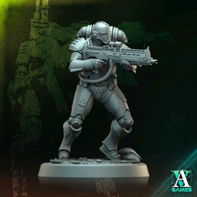 Sci-Fi Miniature Space Soldier Argo Commando |  28mm,32mm Scales & 54mm,75mm,100mm TALL | Resin Mini | Shocktrooper TPG | Archvillain Games - Only-Games